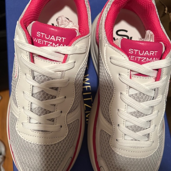 BRAND NEW Stuart Weitzman Mesh & Leather Trainer Sneakers - Picture 6 of 8